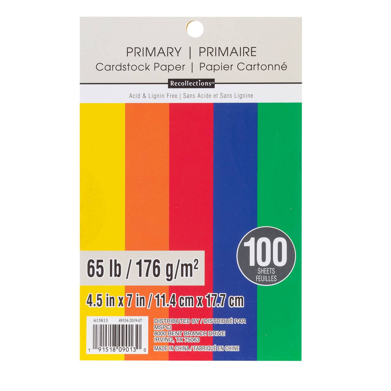 12 Packs: 100 ct. (1,200 total) Primary 4.5" x 7" Cardstock Paper by Recollections™